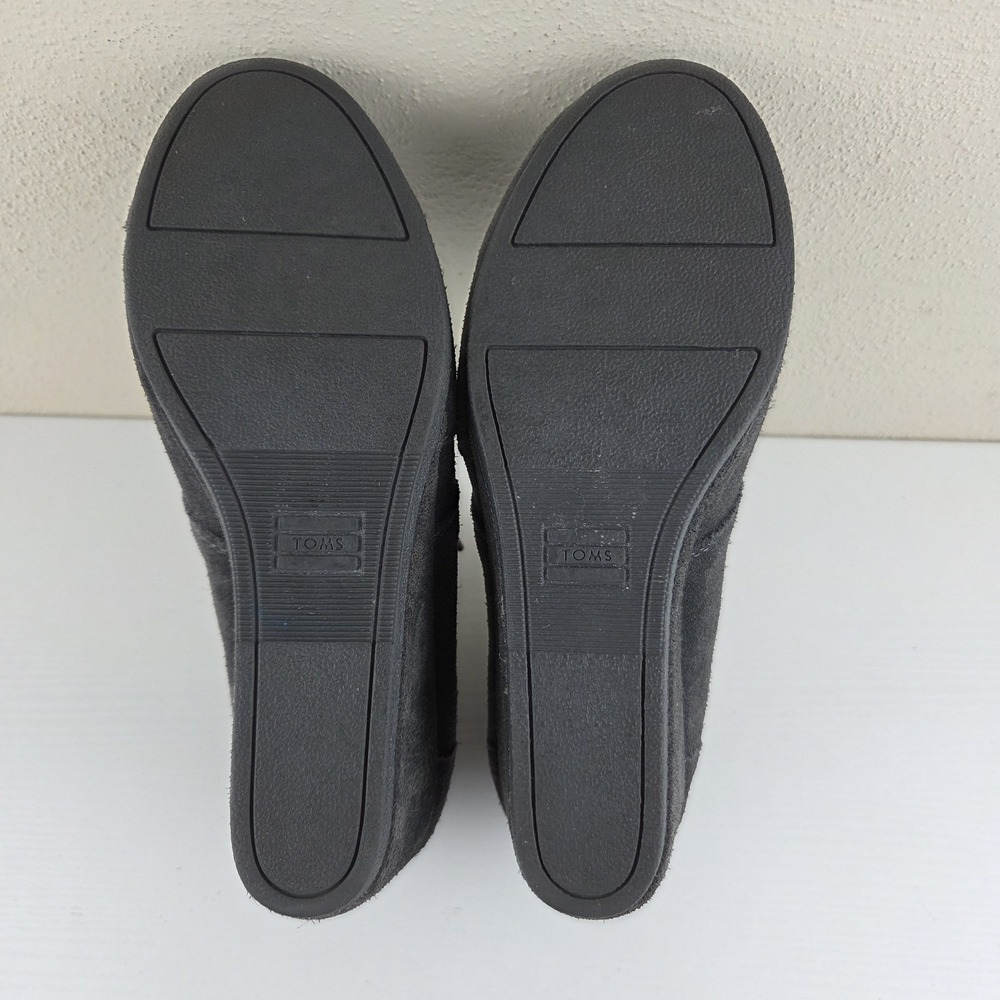 Toms Desert Suede Gray Wedge Heel Lace Up Ankle Boots Shoes Women's Size 8.5 - Picture 10 of 13